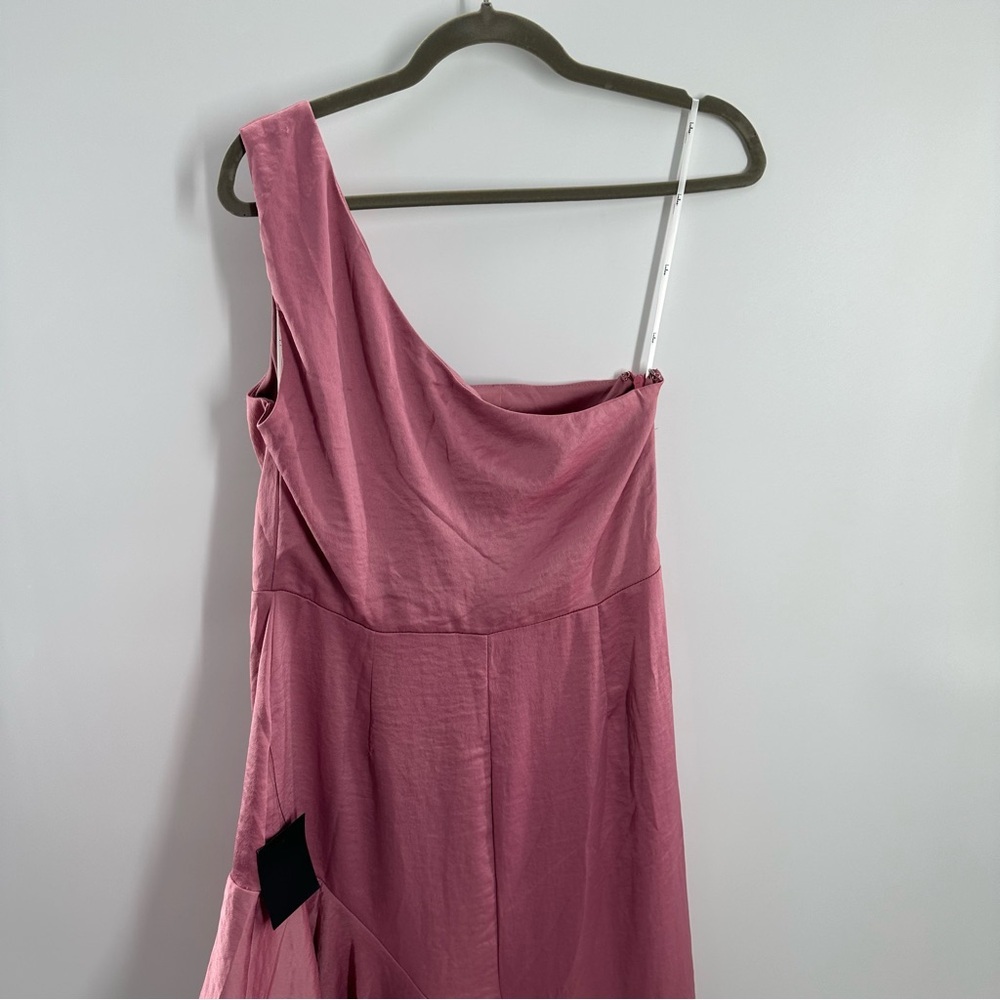 NWT Lulus Loving the Attention Mauve Satin Asymmetrical Ruffled Midi Dress - Picture 6 of 10